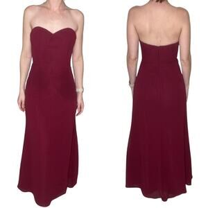 Hayley Paige Occasions Strapless Sweetheart Burgundy Bridesmaid Dress FLAWED 2